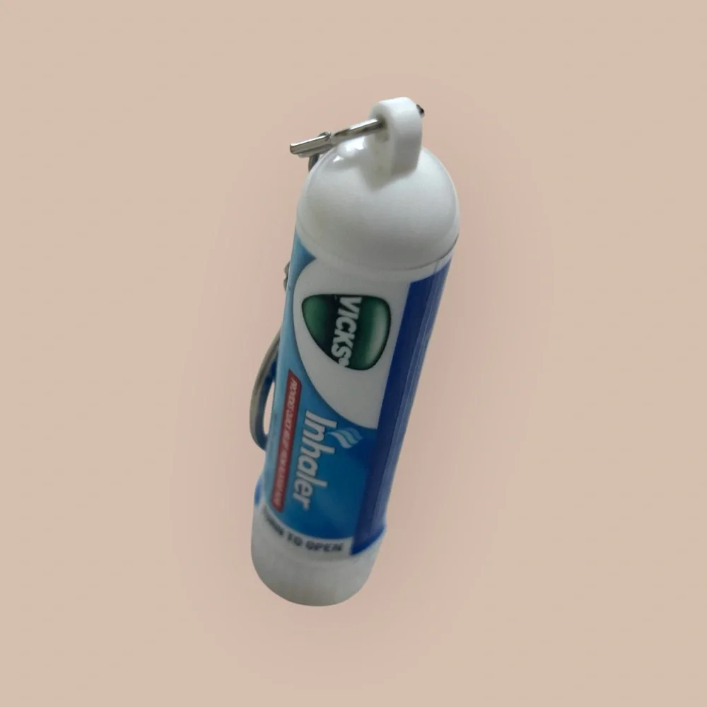 Vicks Inhaler and Keychain Two In One Blue/White /Red/Green